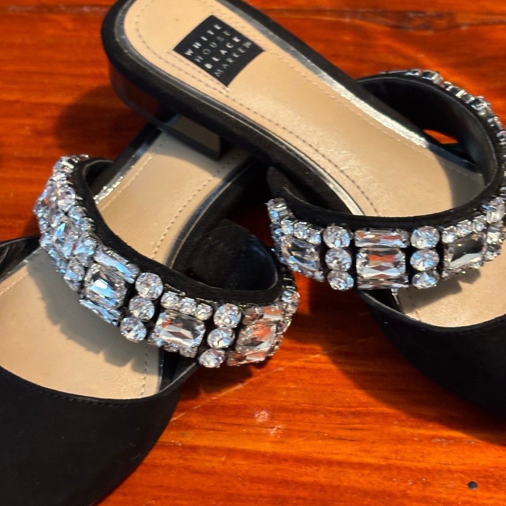 White House Black Market Black Flats with Gem Accents - Picture 6 of 6